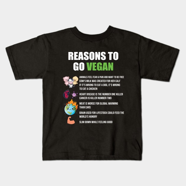 Reasons To Go Vegan Kids T-Shirt by funkyteesfunny